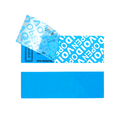 Пломба наклейка синяя матовая из полиэстера 6001 VOID/OPEN, с частичным переносом